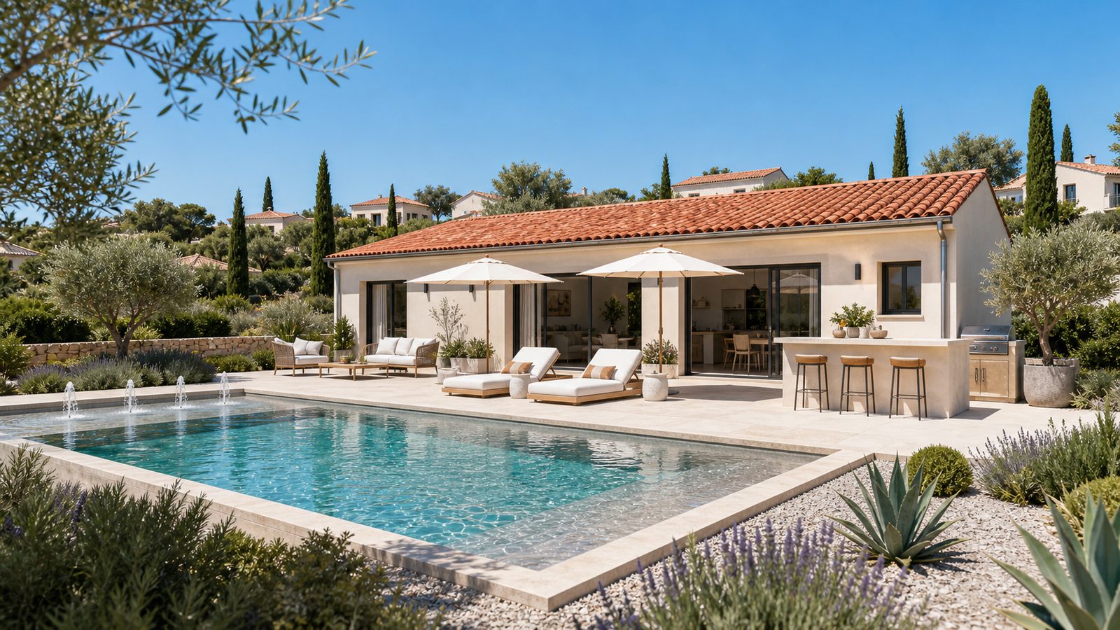 AMBRE 3.104 GI Sud – plein midi, piscine miroir et lecture architecturale